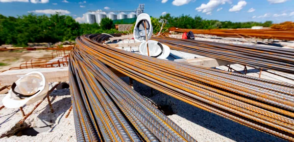 Paquete Atado Barras Acero Refuerzo Listo Para Instalación Clasificado Por — Foto de Stock