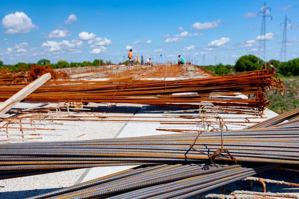 Koppelbundel Van Stalen Staven Die Klaar Zijn Voor Installatie Ingedeeld — Stockfoto