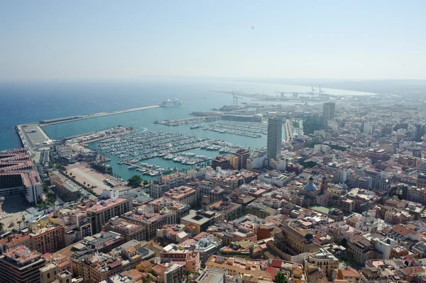 Aerial view of Alicante at dusk — Stock Photo, Image