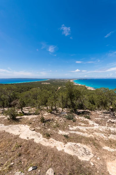 Aerial view Formentera island Ibiza horizon Spain Mediterranean — Stock Photo, Image