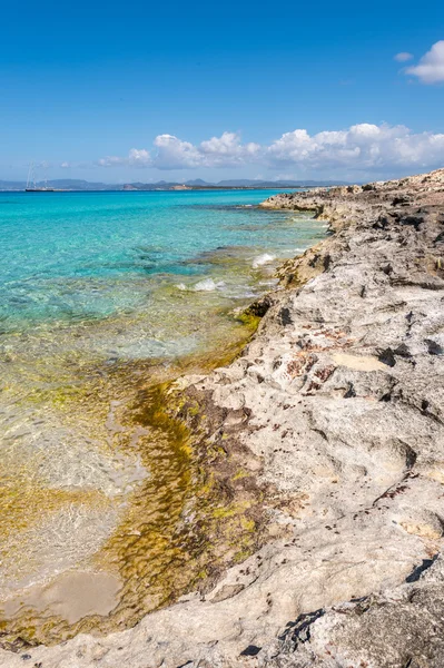 Orense strand in formentera eiland, Middellandse Zee, Spanje — Stockfoto
