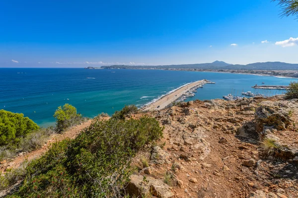 Alicante Javea harbour beach cityscape view — Stock Photo, Image