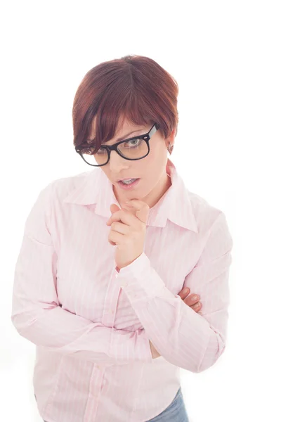 Thinking woman looking up — Stock Photo, Image