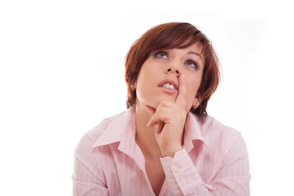 Portrait of a beautiful young woman thinking — Stock Photo, Image