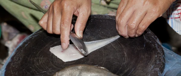 Vis plakken voorbereiding — Stockfoto