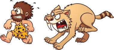 Sabertooth kovalayan mağara adamı