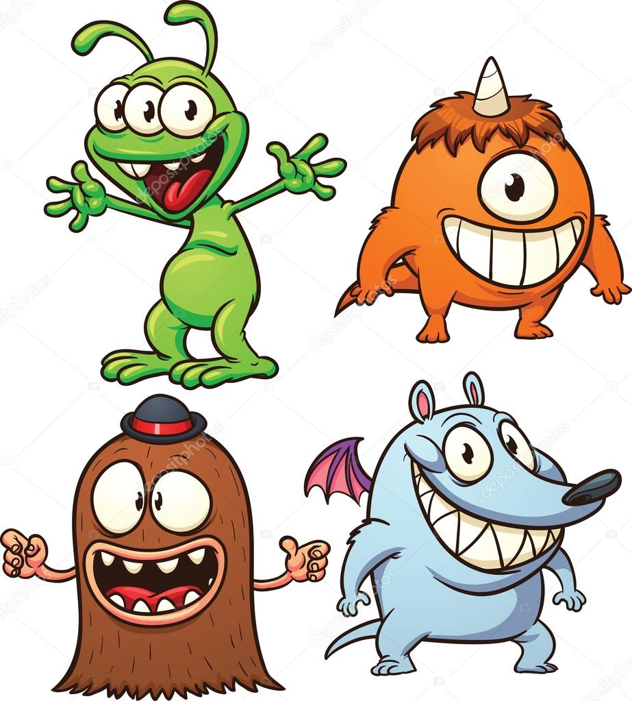 Cartoon monsters and aliens