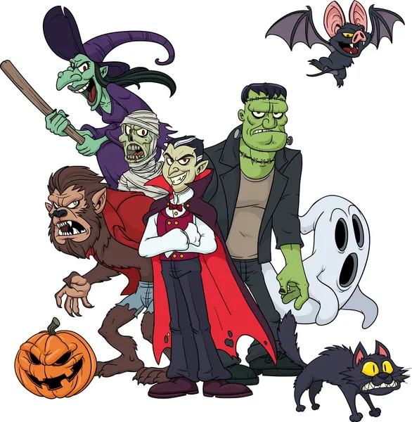 Personagens clássicos de Halloween — Vetor de Stock