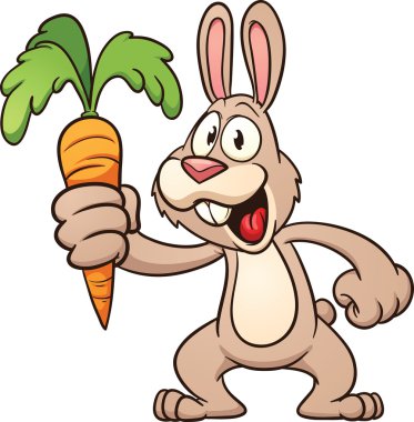 bir carrot holding karikatür tavşan