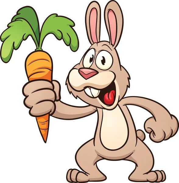 Cartoon bunny holding a carrot — Stock Vector