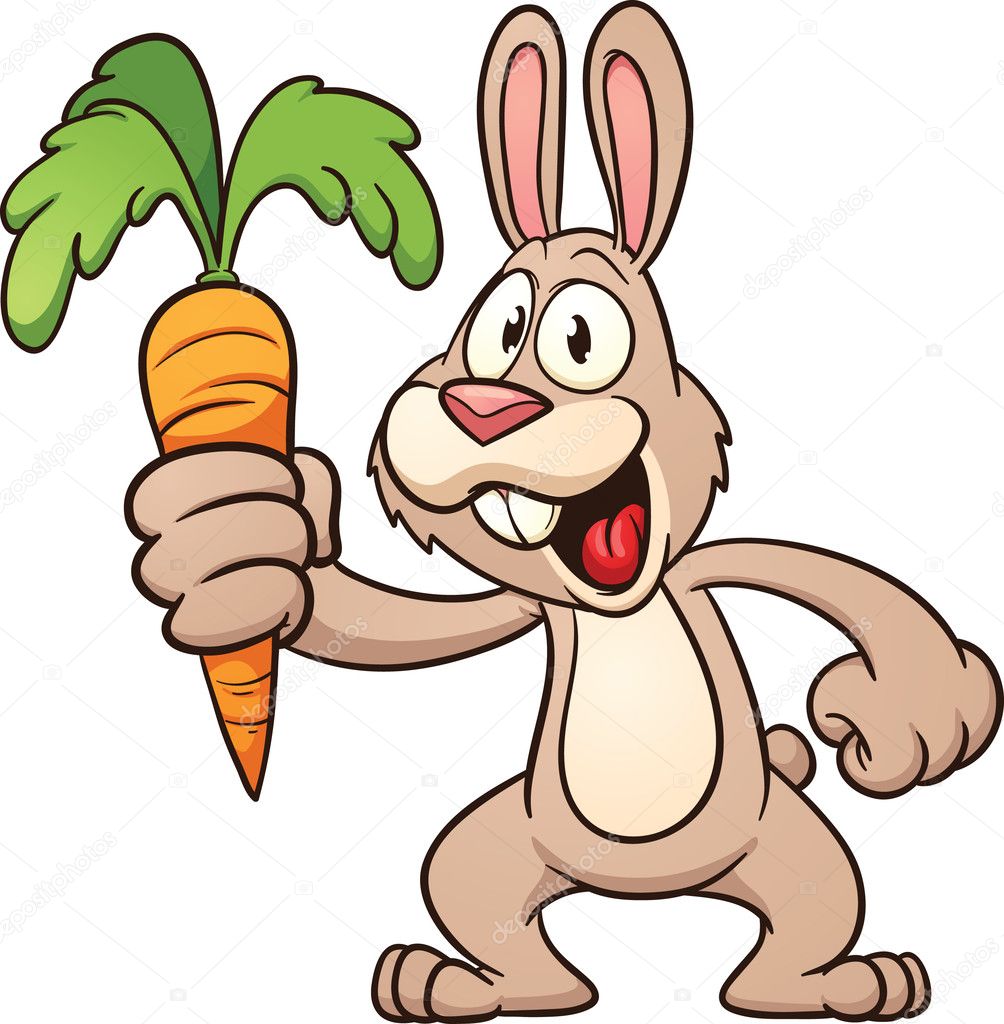 Dessin animé lapin tenant une carotte image vectorielle ...