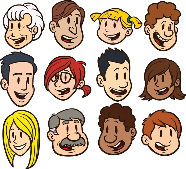 Visages de dessin animé — Image vectorielle