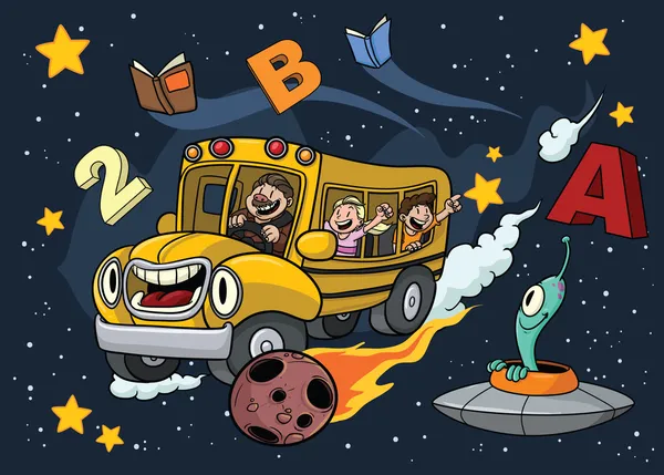 Bus scolaire spatial — Image vectorielle