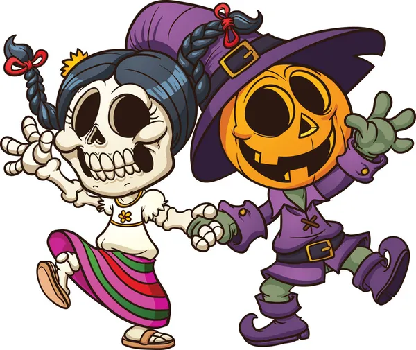 Dia de muertos e Halloween — Vetor de Stock