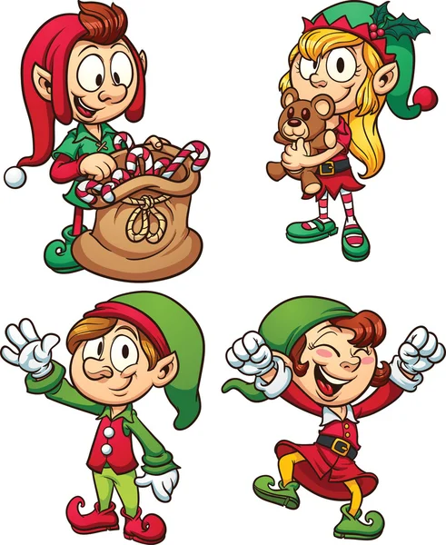 Christmas elves — Stock Vector