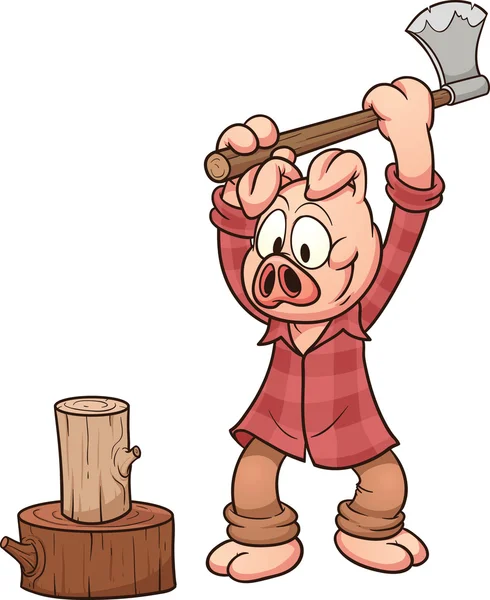 Oduncu domuz — Stok Vektör