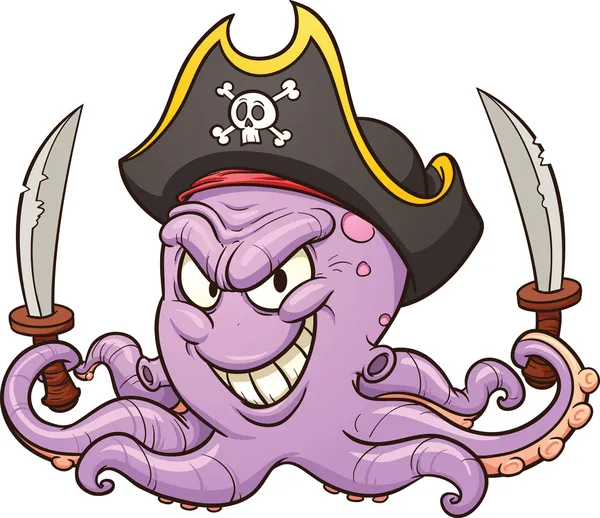 Pulpo pirata — Vector de stock