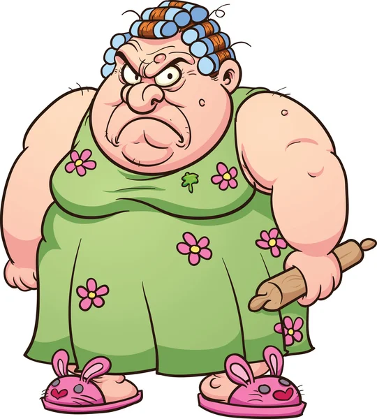 愤怒的胖女人 — 图库矢量图片