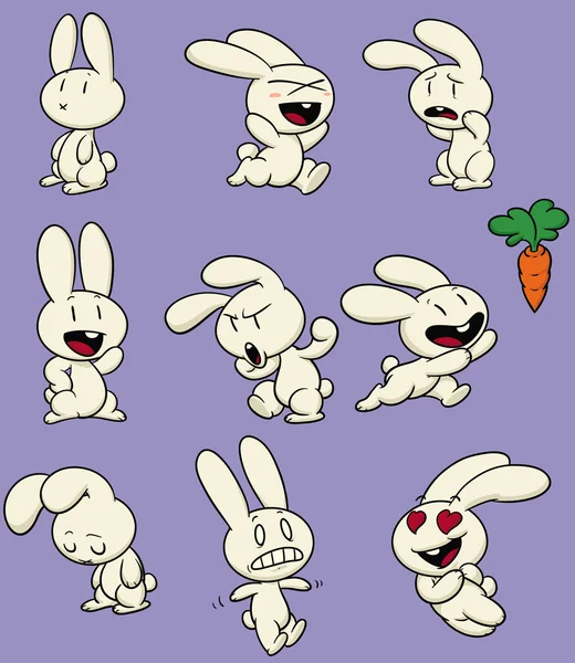 Söta tecknade kaniner — Stock vektor