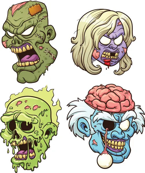 Teste di zombie — Vettoriale Stock