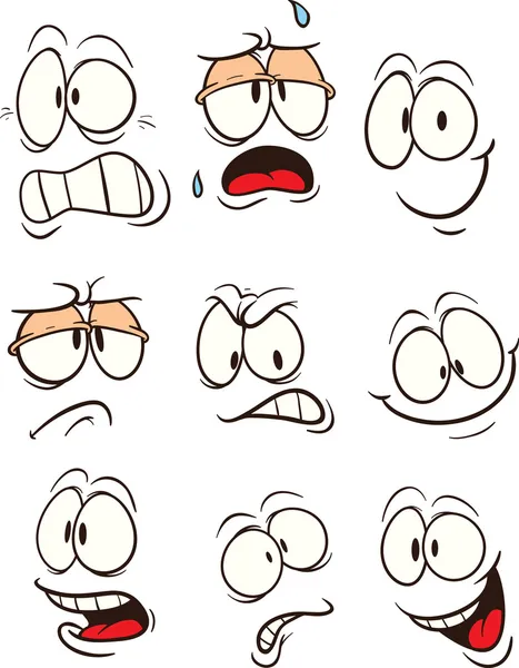 Caras de dibujos animados — Vector de stock