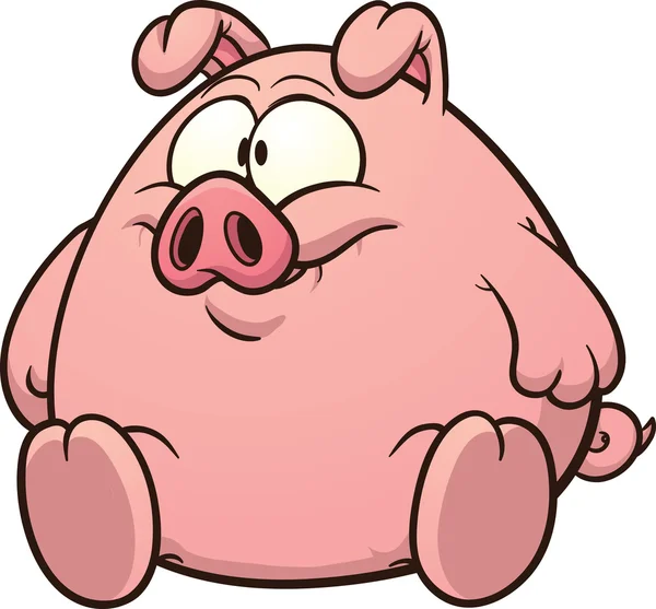 Dessin animé gros porc — Image vectorielle