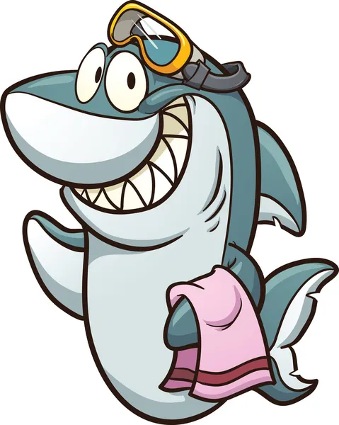 Tiburón con gafas — Vector de stock