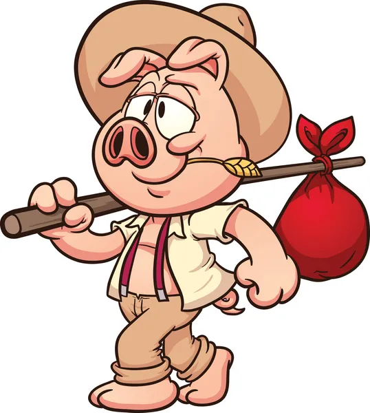 Farmer pig — Stock Vector