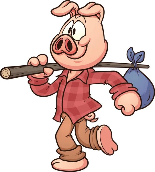 Cartoon Pig a piedi — Vettoriale Stock