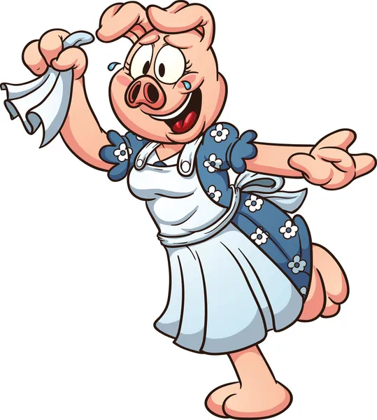 Perempuan kartun babi - Stok Vektor