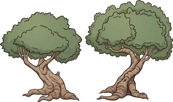 Árboles de dibujos animados — Vector de stock