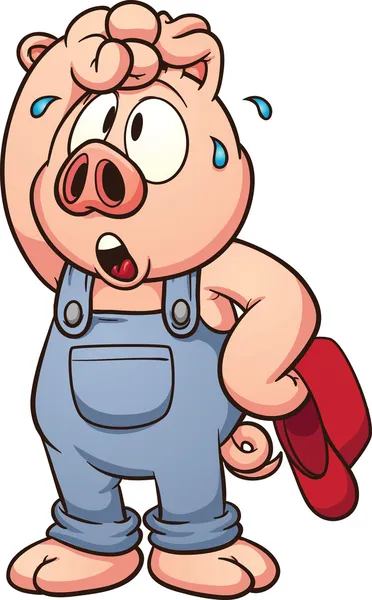 Tired cartoon pig — Stock Vector