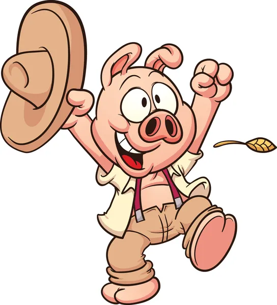 Happy farmer pig — Stock Vector