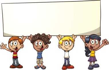 işaret tutan çocuklar