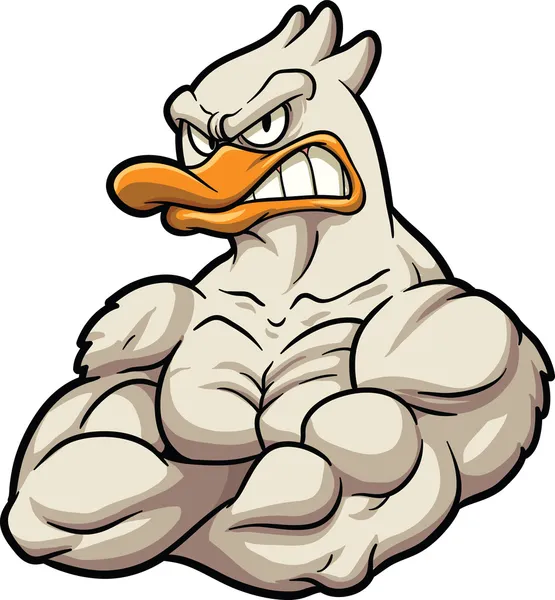 Mascota de pato fuerte — Vector de stock