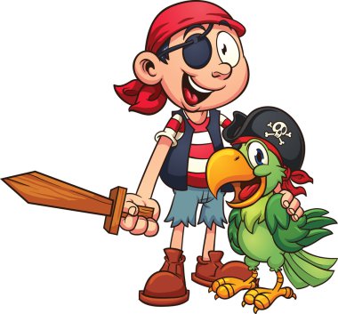 Pirate and parrot clipart