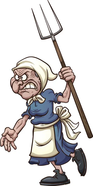 Mujer vieja enojada — Vector de stock