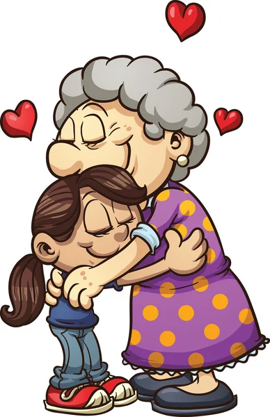 Hugging grandma — Stock Vector