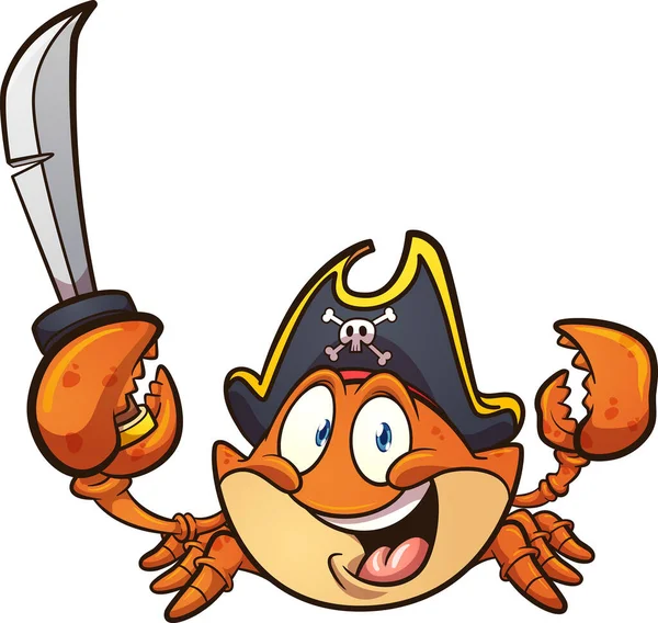 Pirate Crab Character Holding Sword Vector Illustration Simple Gradients All Royalty Free Stock Illustrations