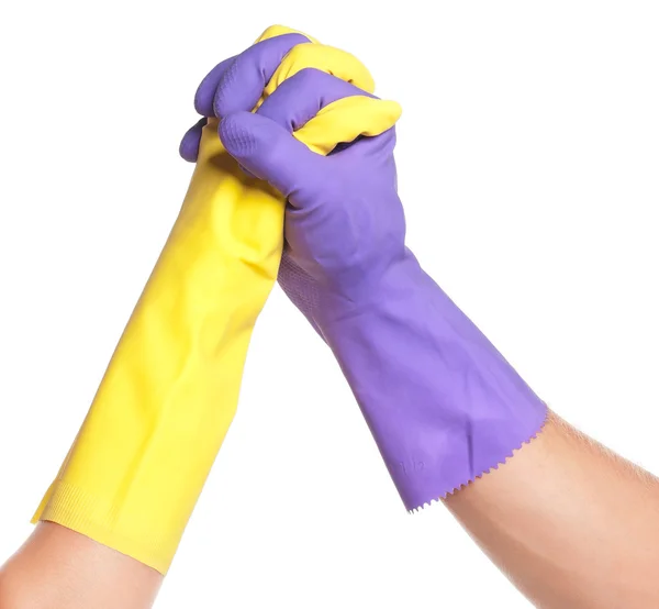 Hands in gloves — Stock Photo, Image