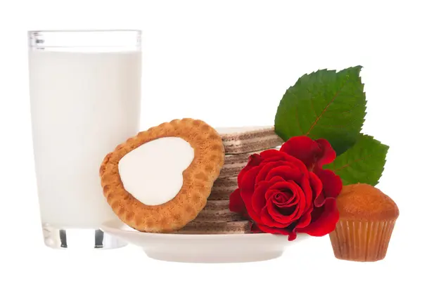 Leche con galletas —  Fotos de Stock