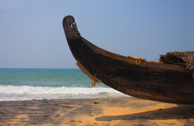 Varkala old fishing boat in India