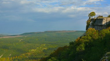 Bakhchisarai Crimean mountain landscape with vineyards clipart