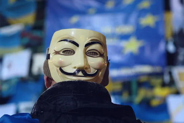 ガイ ・ フォークスのマスク - ウクライナの市民の抗議 — ストック写真