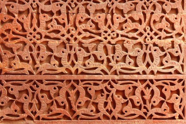 dekoratif desen taş oyma qutub içinde minar, yeni delhi, Hindistan-