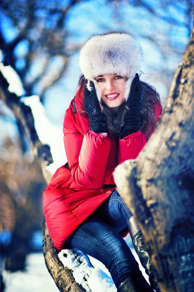 Winter portret van vrouw — Stockfoto