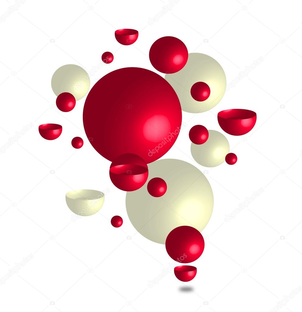 white and red spheres