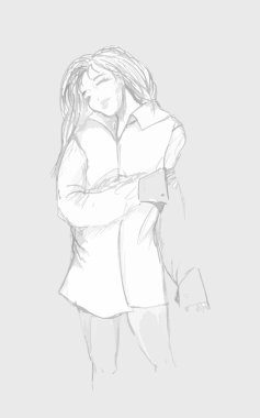 vektör kız açık gri backgorund