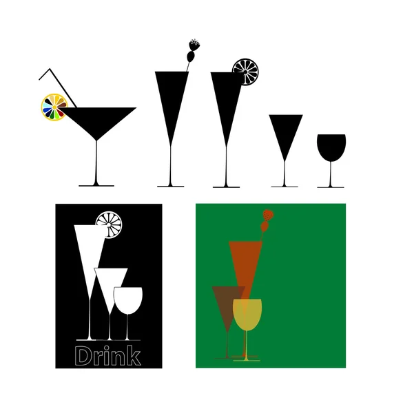 Cocktail e bebidas — Vetor de Stock