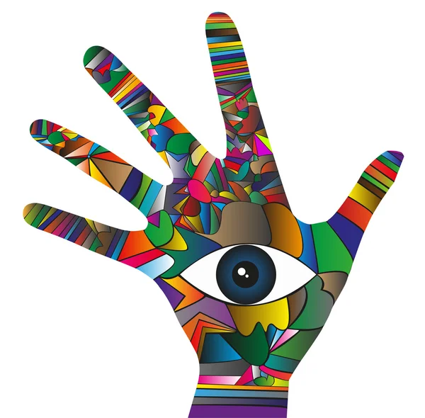 Illustration der Hand mit Auge — Stockvektor